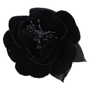 Chanel Brooch Velour Black CC